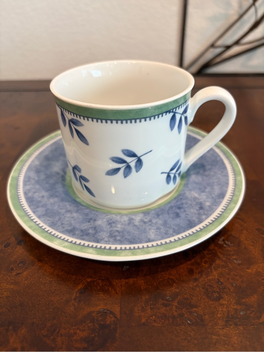 Villeroy & Boch Coffee Teacup and Saucer Set in Blue and Green